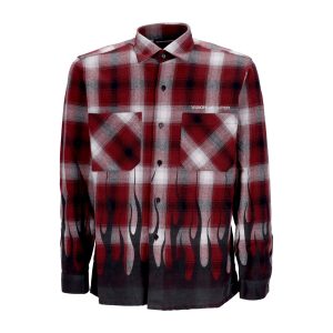 Men's Long Sleeve Shirt Flames Shirt Grape Wine