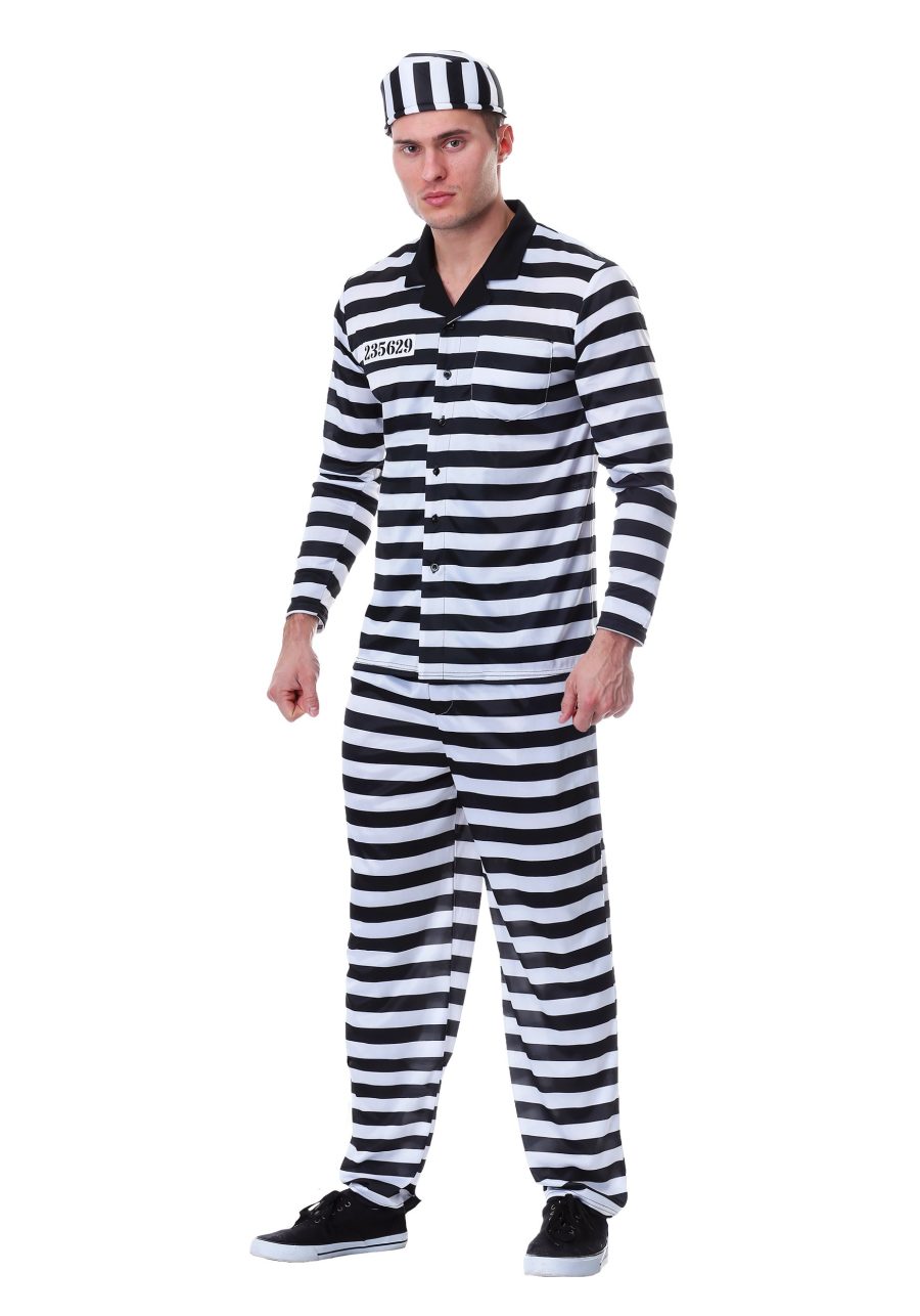 Men's Plus Size Deluxe Button Down Jailbird Costume