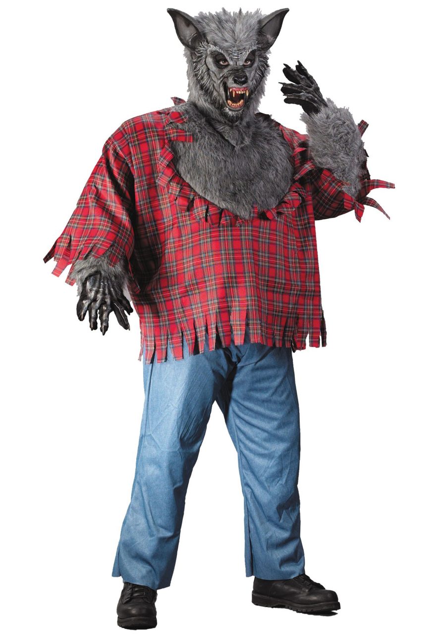 Men's Plus Size Gray Werewolf Costume