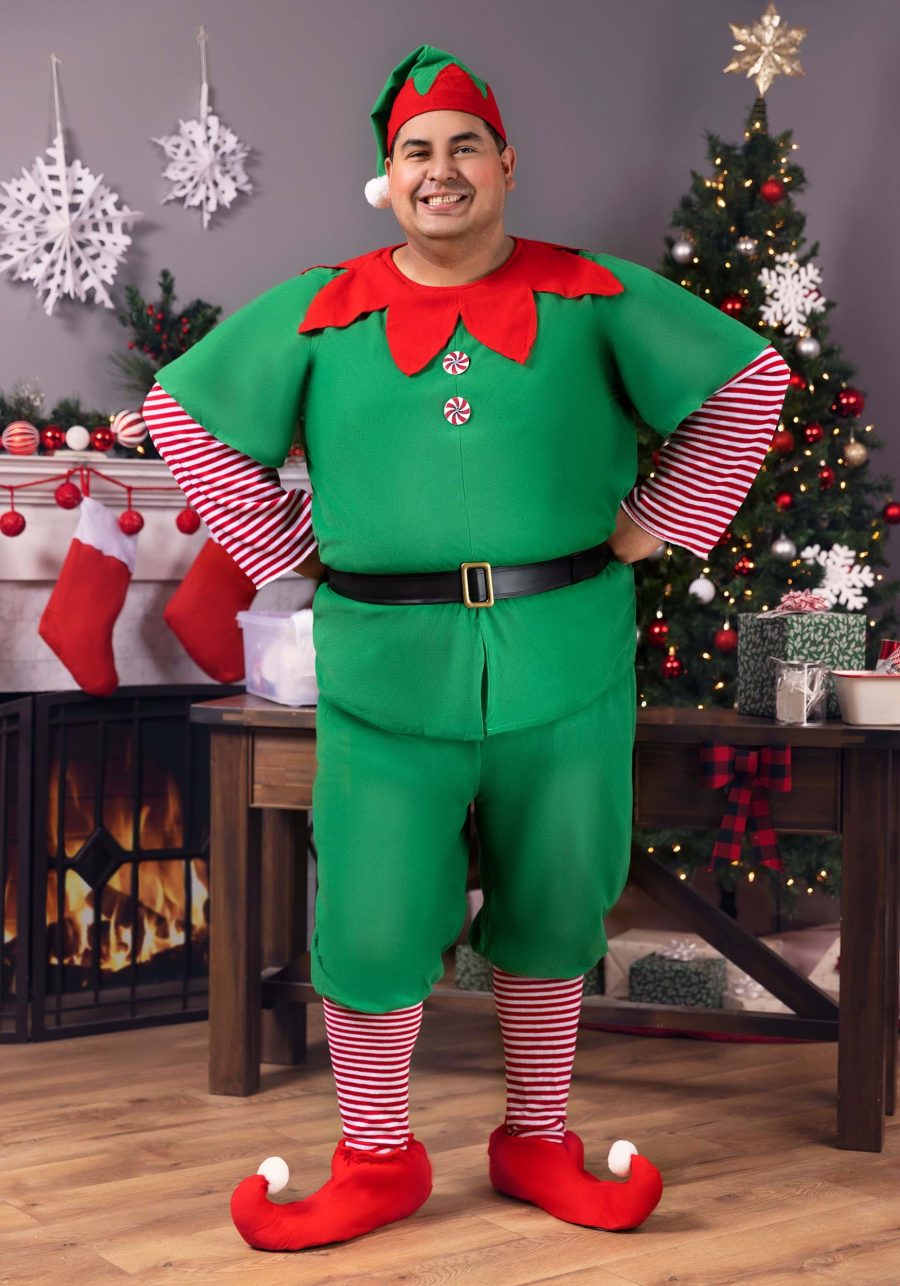 Men's Plus Size Holiday Elf Costume