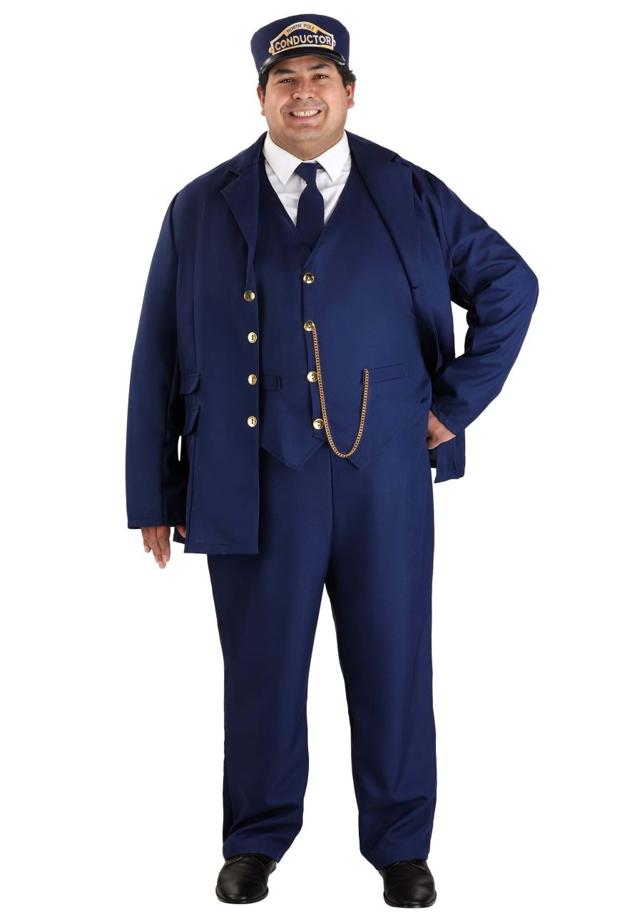 Men's Plus Size North Pole Train Conductor Costume