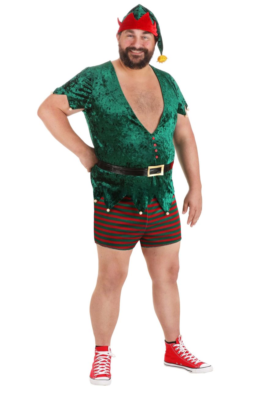 Men's Plus Size Sexy Christmas Elf Costume