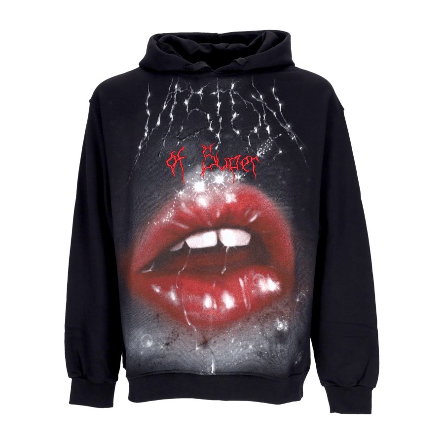 Men's Rock Mouth Print Hoodie Black