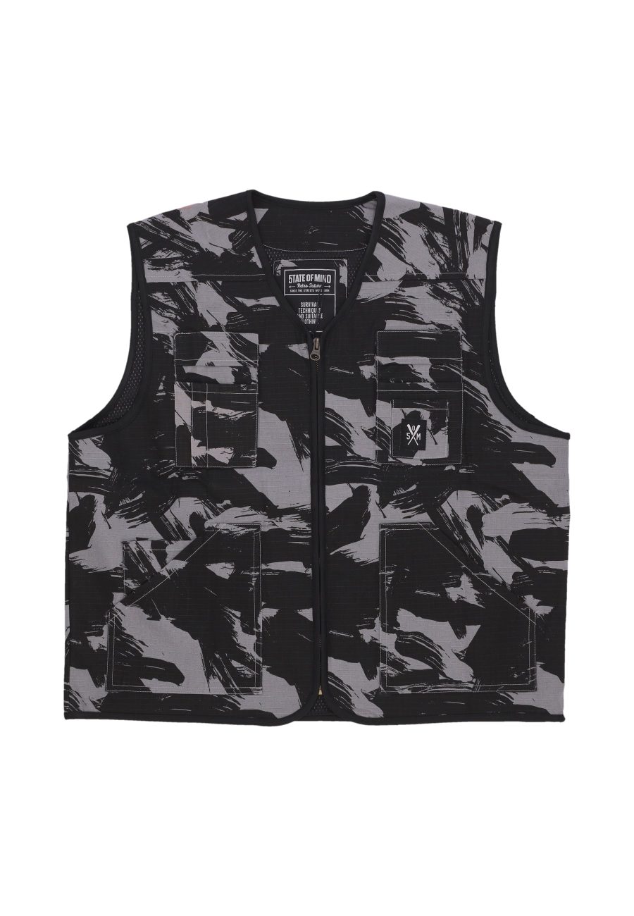 Men's Sleeveless Combat Vest Black/camo