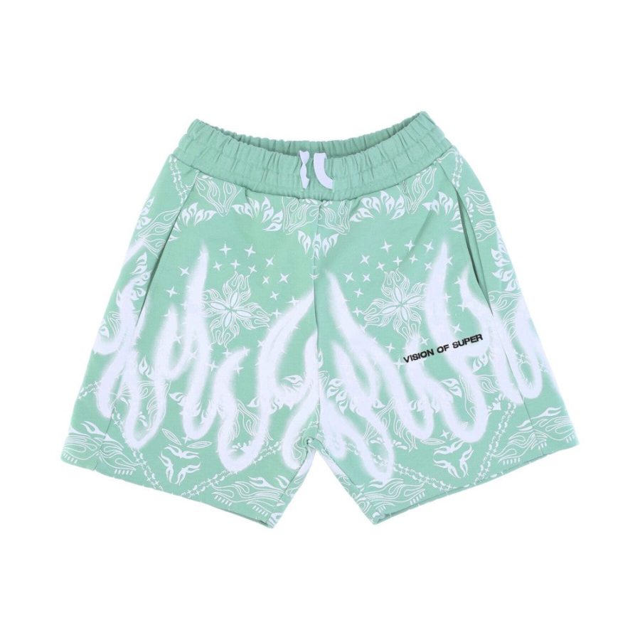 Men's Tracksuit Shorts Bandana Print Shorts Green