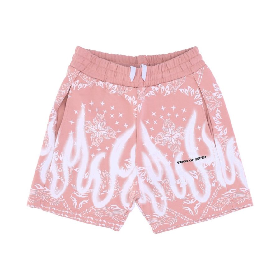 Men's Tracksuit Shorts Bandana Print Shorts Pink