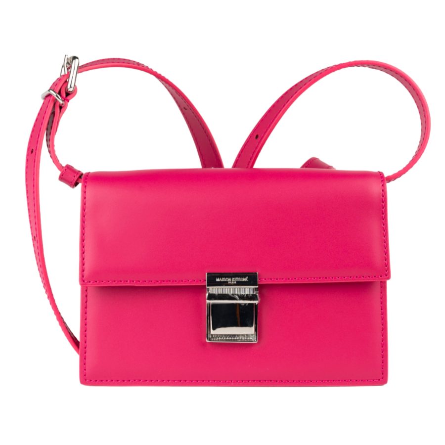 Mini Preppy Baguette Leather Bag in Magenta