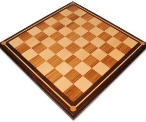 Mission Craft Zebrawood & Maple with Walnut Frame Solid Wood Chess Board - 2.5 Squares