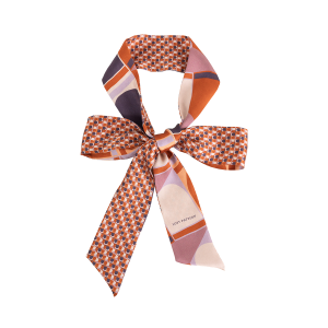 "Modular" Silk Skinny Scarf - Orange