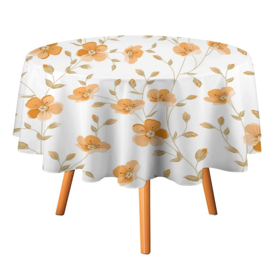 Mondxflaur Yellow Flower Tablecloth Round Kitchen Dining for Table Cover Decor