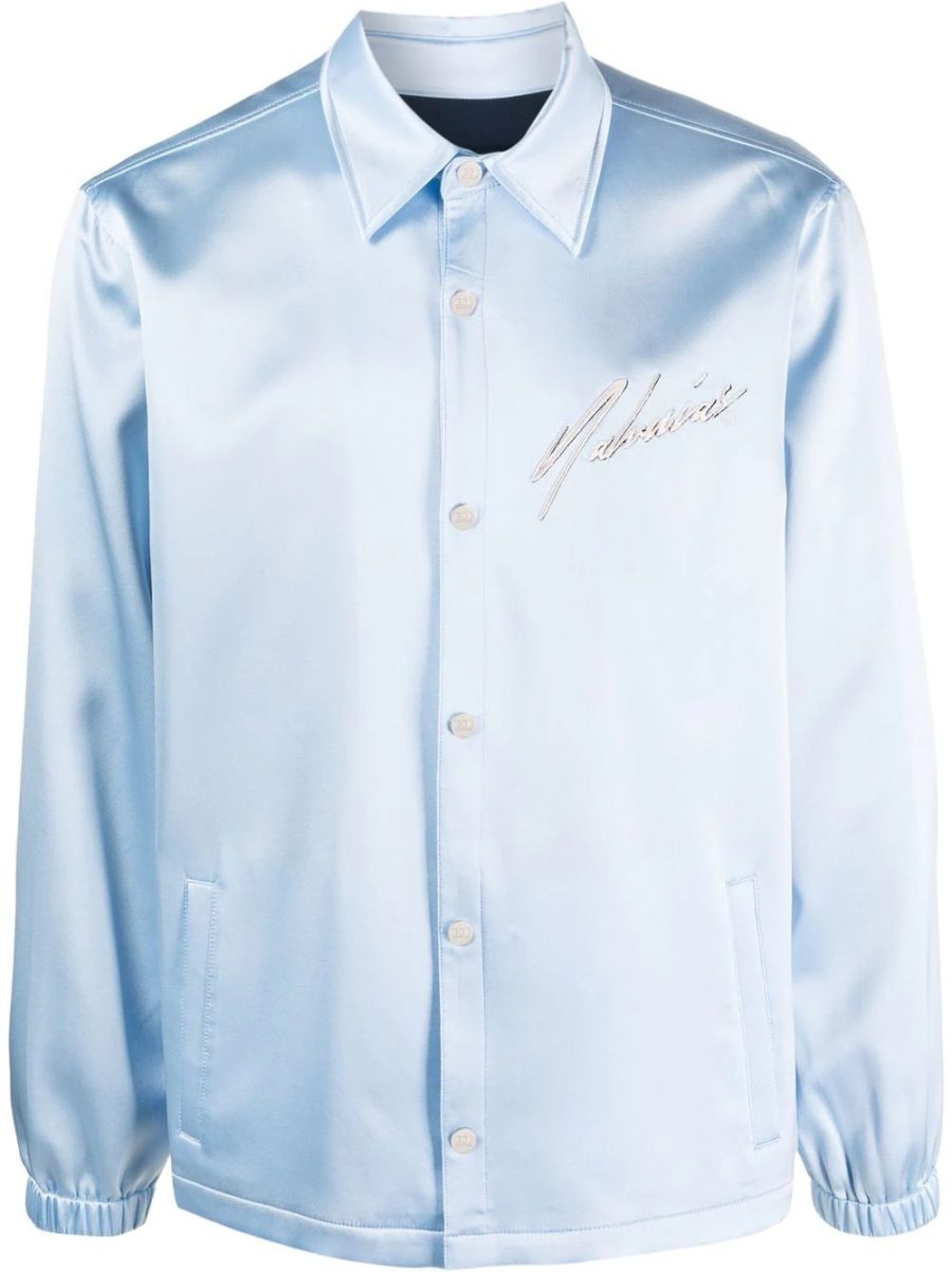 NAHMIAS Butterfly Beach Silk Coach Jacket Light Blue