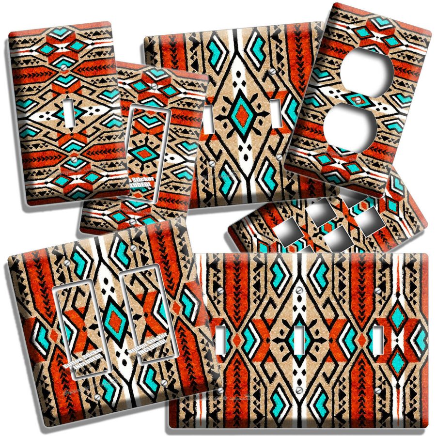 NATIVE SOUTHWEST FOLK RUG PATTERN LIGHT SWITCH OUTLET WALL PLATE ROOM HOME DECOR