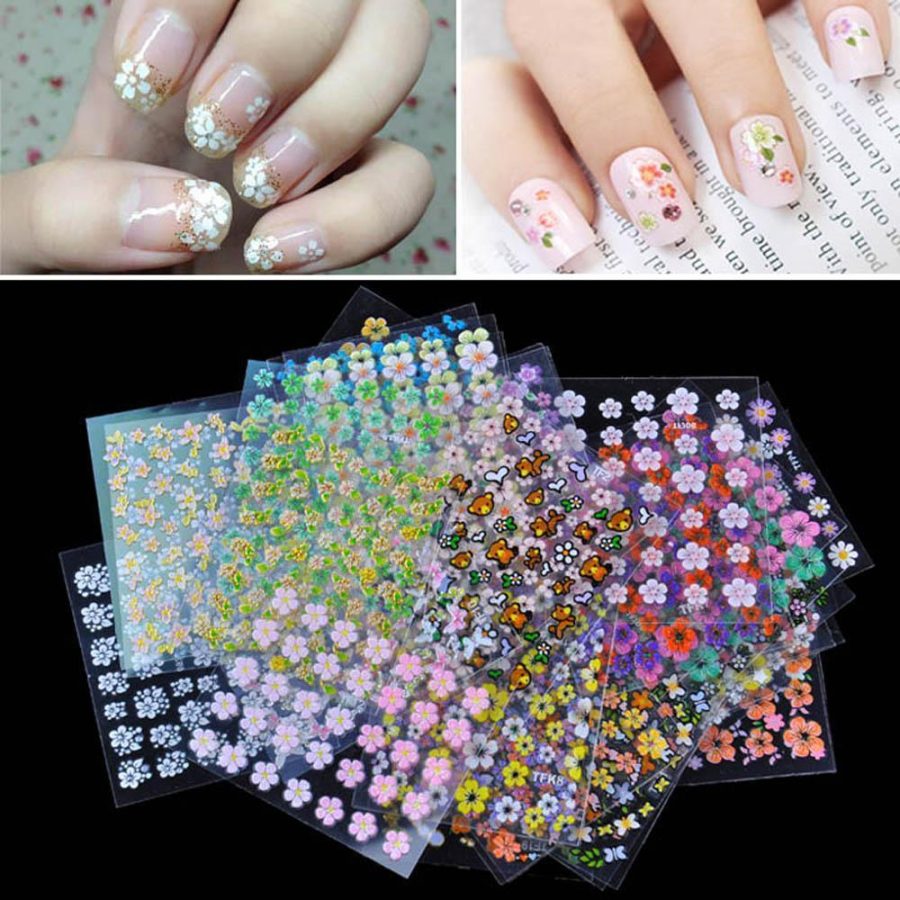 Nail Art Sticker Flowers 3D Design Decoration Tips Decals Art DIY Flower