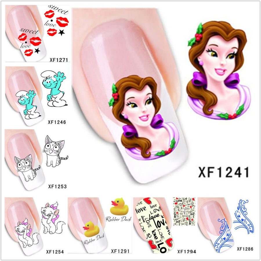 Nail Art Water Transfer Stickers Cartoon Butterfly Cat Decals Tips Decoration