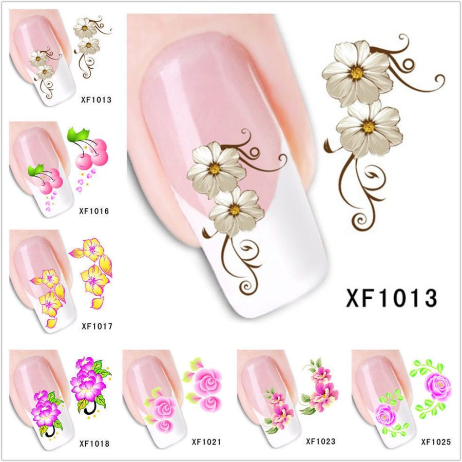 Nail Art Water Transfer Stickers Flower Butterfly Cat Decals Tips Decoration