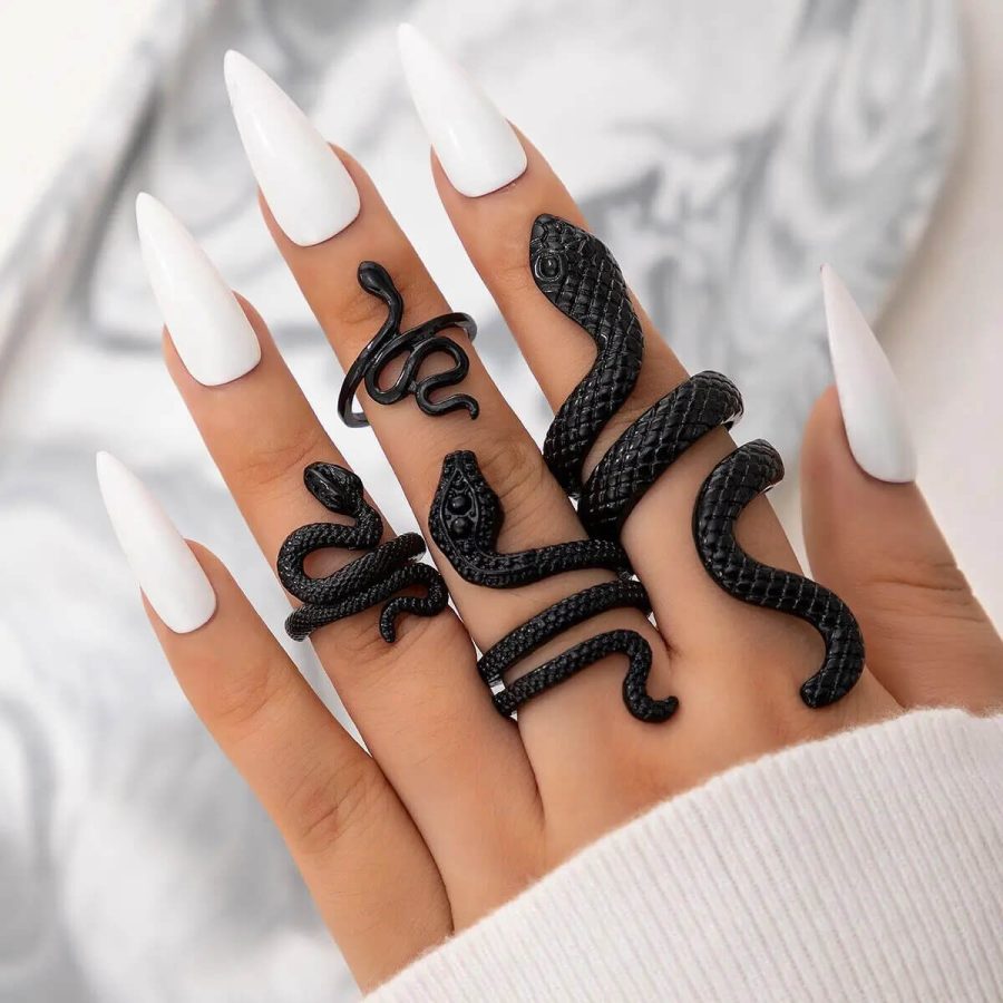 Neo-Gothic Four Ring Serpentine Set "Majestic Serpents"