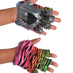 Neon Rainbow Tiger Fingerless Paws