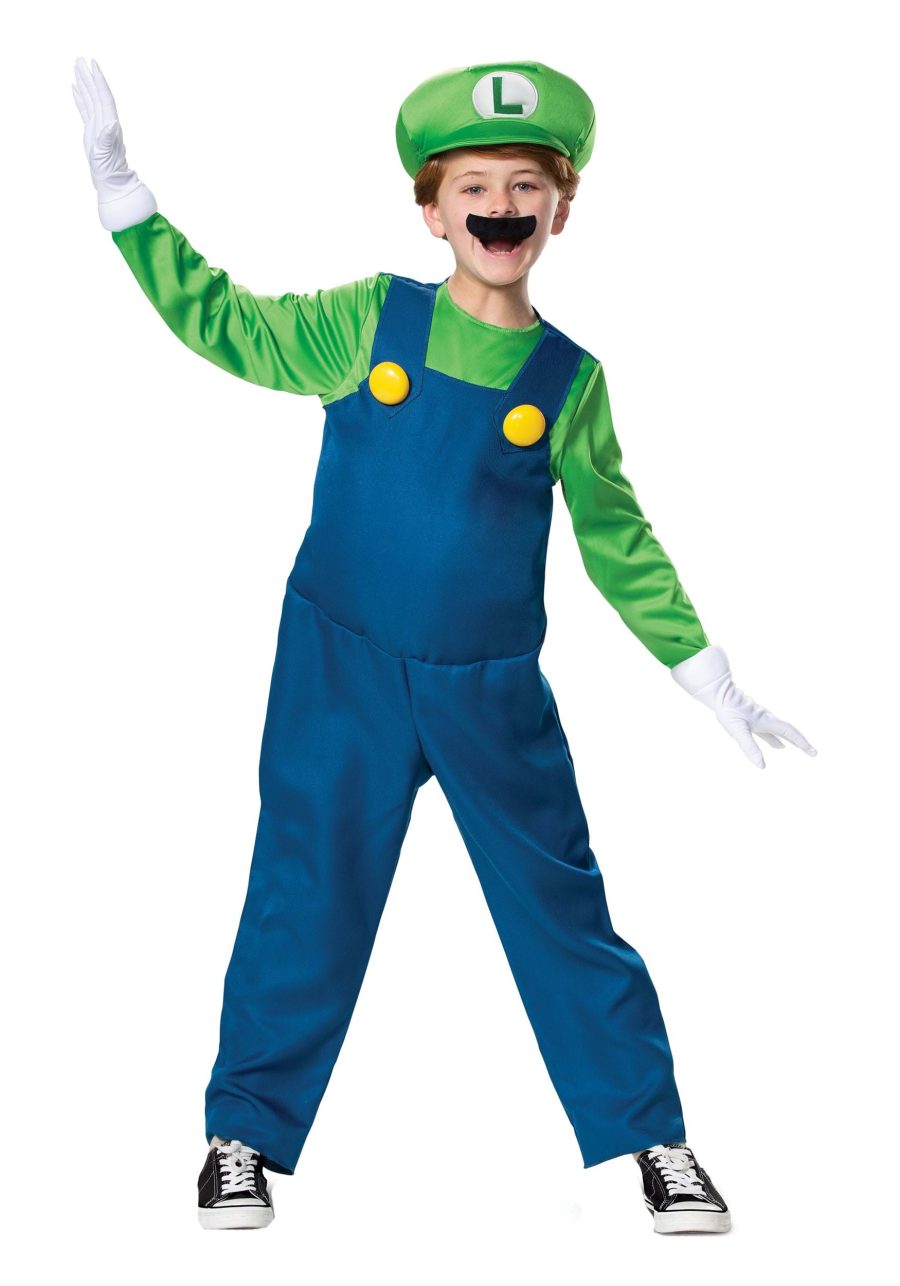 Nintendo Super Mario Brothers Boys Luigi Deluxe Costume