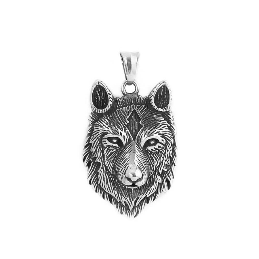 Nordic Vintage Wolf Head 316L Stainless Steel Pendant Necklace