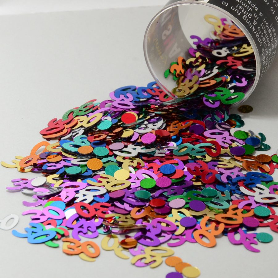 Number 30 and Circles Multicolor Confetti Bag 1/2 Oz Birthday Party CCP9002