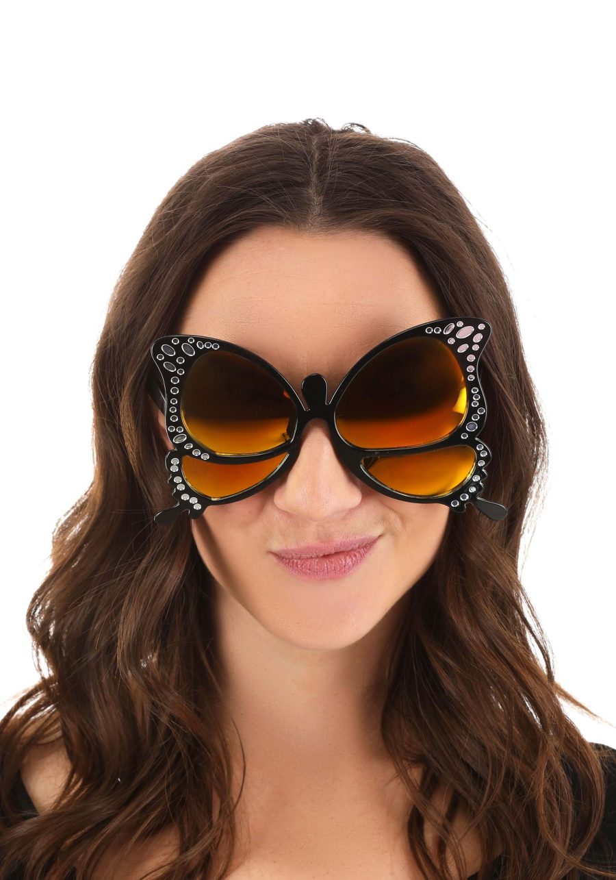 Orange Butterfly Costume Glasses for Adults