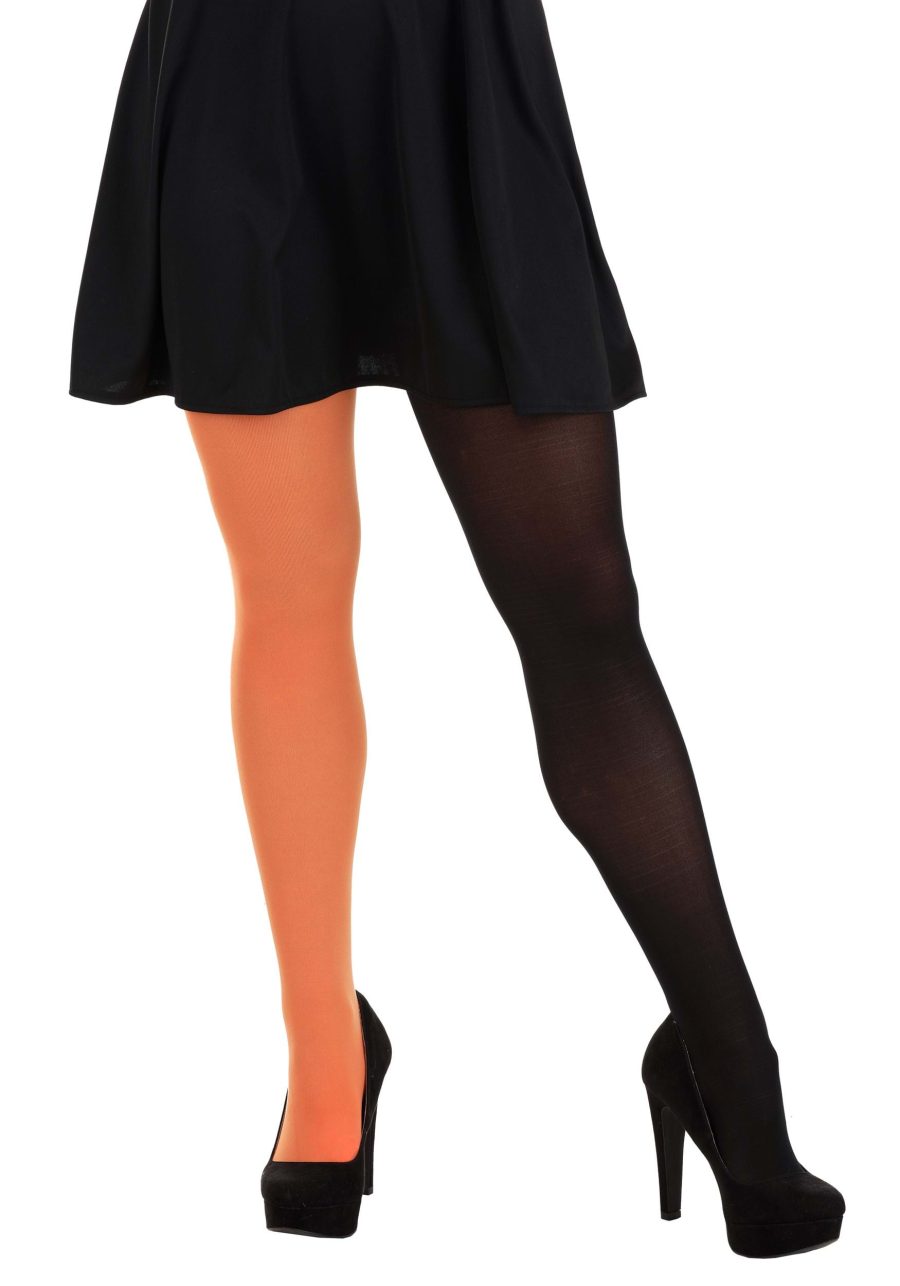 Orange and Black Split Color Tights