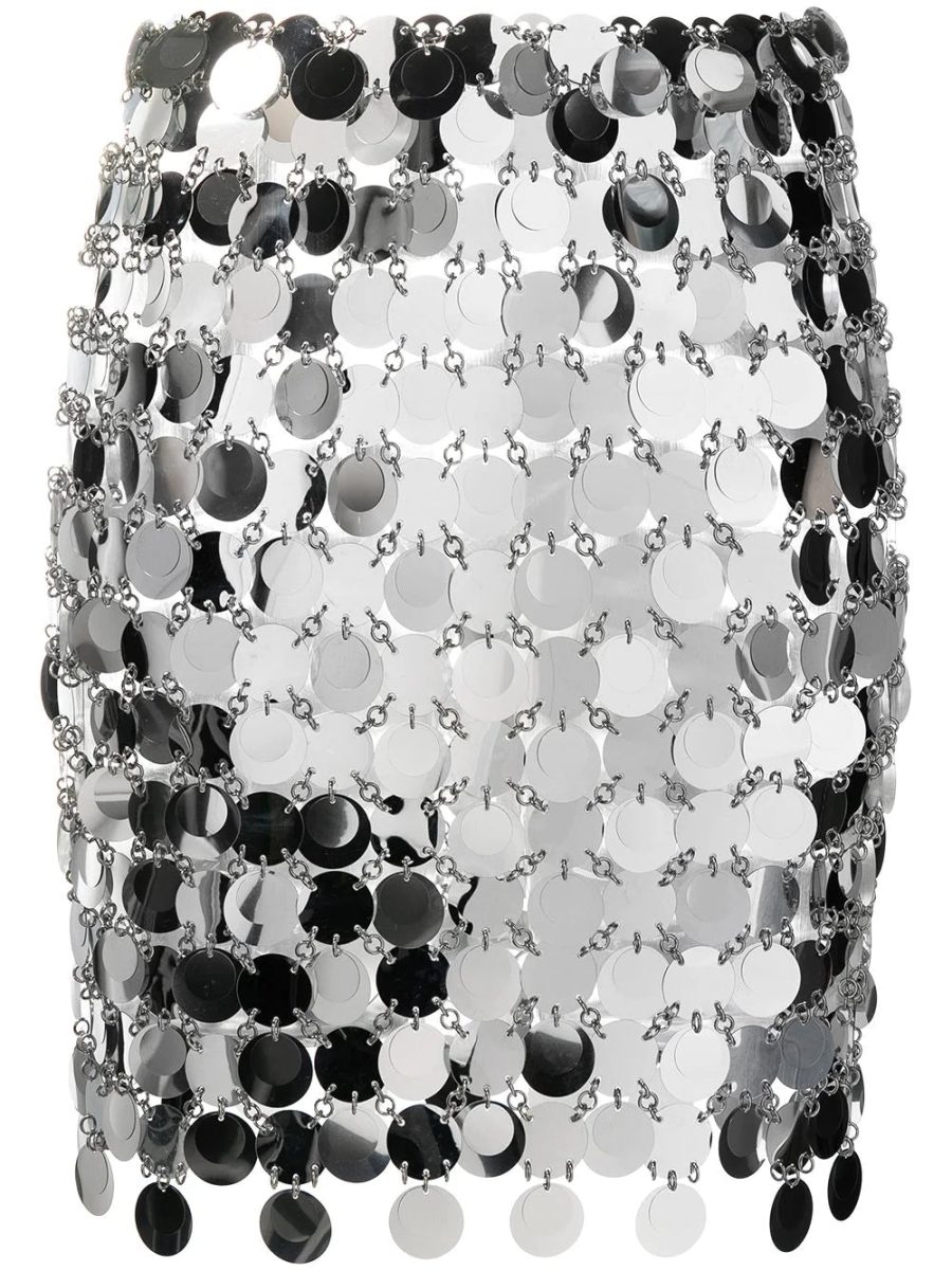 PACO RABANNE WOMEN Sequin Mini Skirt Silver