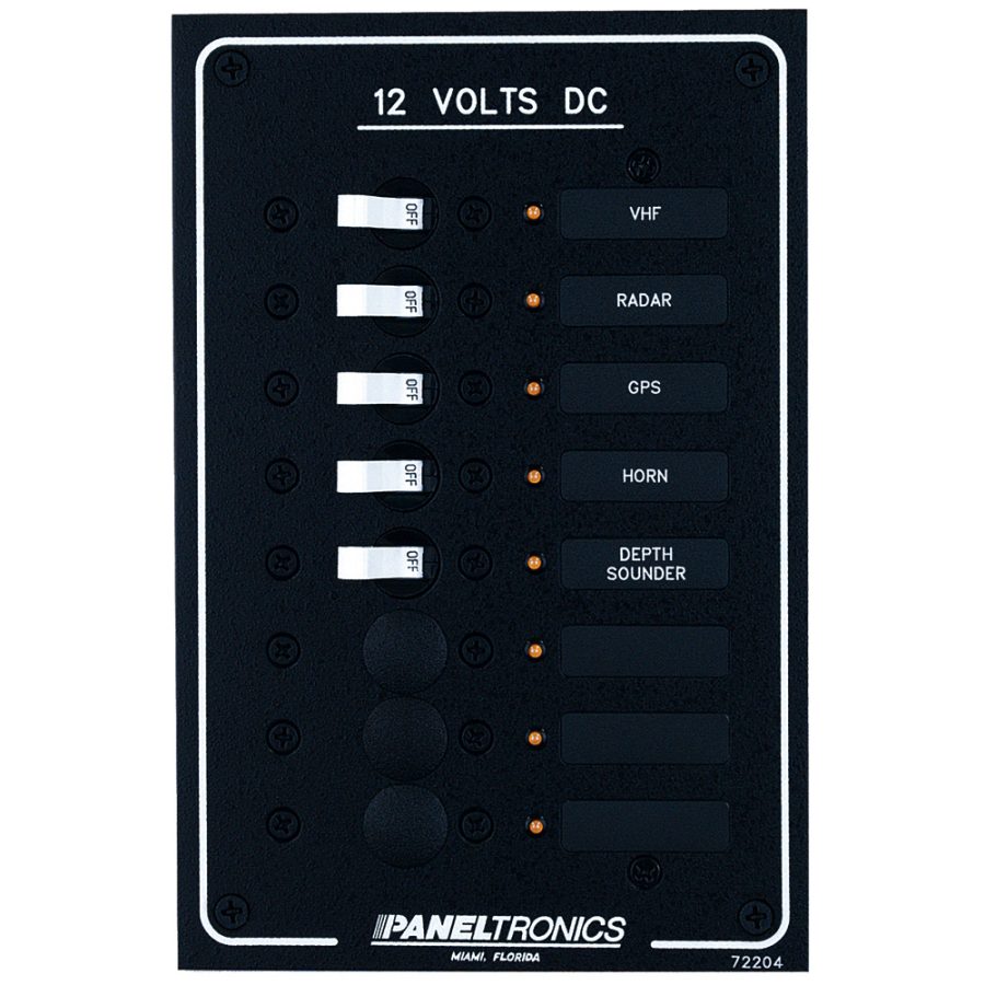 PANELTRONICS 9972204B STANDARD DC 8 POSITION BREAKER PANEL WITH LEDS