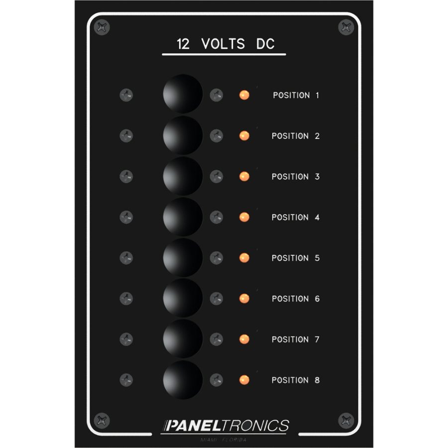 PANELTRONICS 9972208B STANDARD PANEL - DC 8 POSITION CIRCUIT BREAKER WITH LEDS