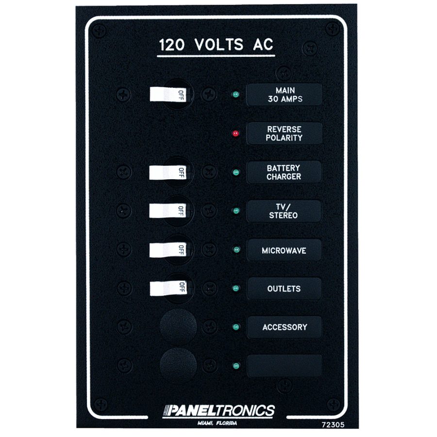 PANELTRONICS 9972305B STANDARD AC 6 POSITION BREAKER PANEL & MAIN WITH LEDS