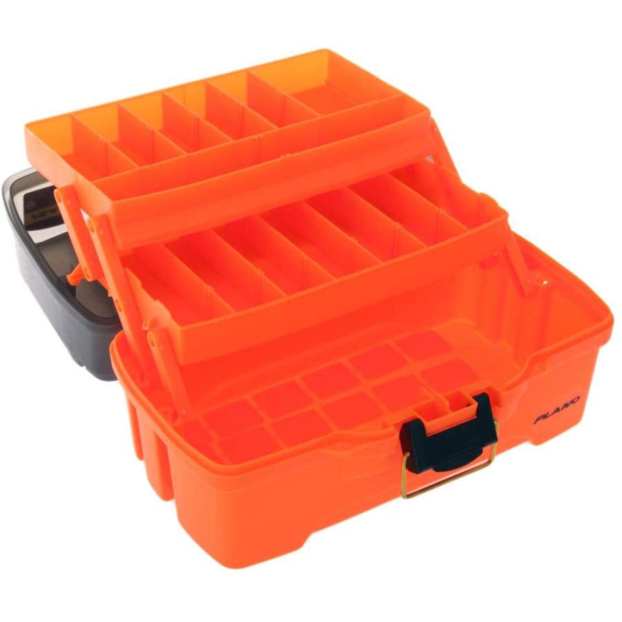 PLANO PLAMT6221 2-TRAY TACKLE BOX W/DUAL TOP ACCESS - SMOKE & BRIGHT ORANGE