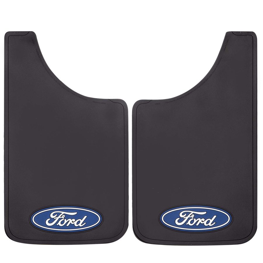 PLASTICOLOR 000539R01 Ford Oval Logo Easy Fit Mud Guard 11 INCHx19 INCH - Set of 2 , Black