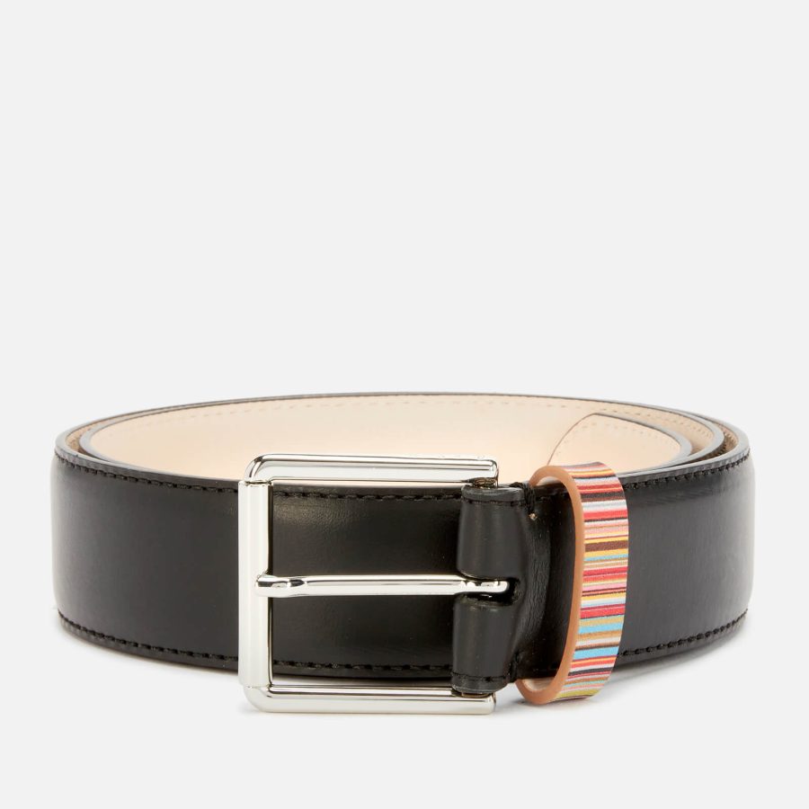 PS Paul Smith Men's Stripe Keeper Belt - Black - W34