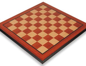 Padauk & Bird's Eye Maple Molded Edge Chess Board - 2 Squares