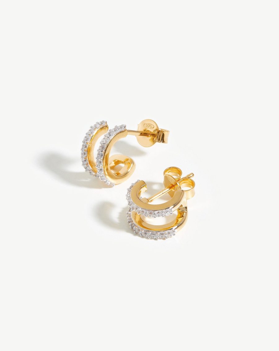 Pave Double Huggies | 18k Gold Vermeil/Cubic Zirconia