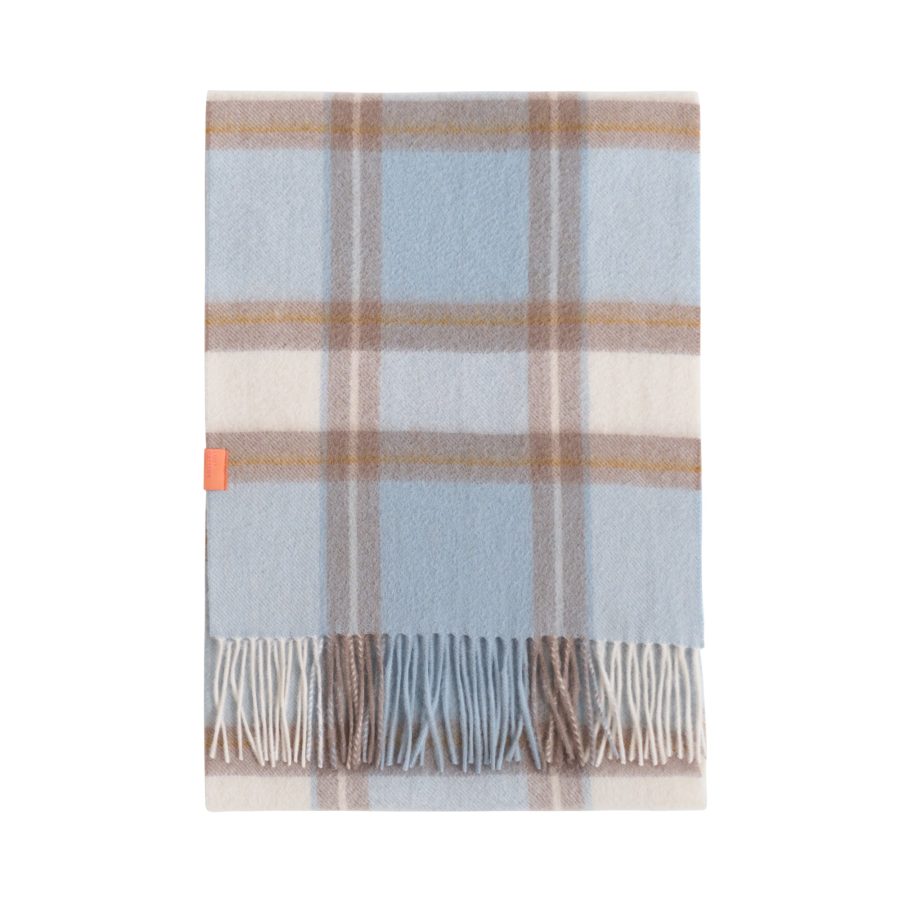 "Plaid" Cashmere Scarf - Blue