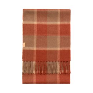 "Plaid" Cashmere Scarf - Brick Red