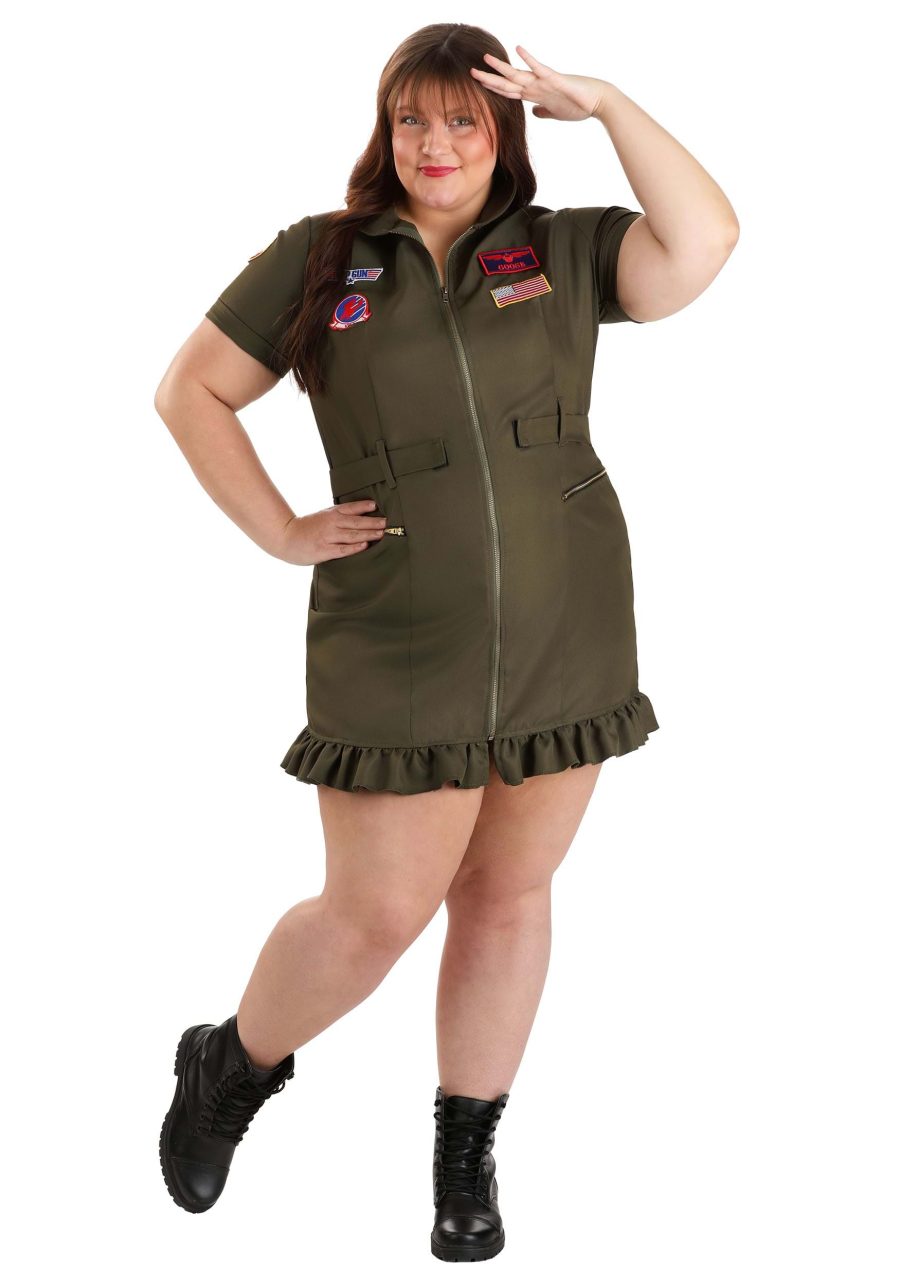 Plus Size Flight Suit Top Gun Costume Dress for Women