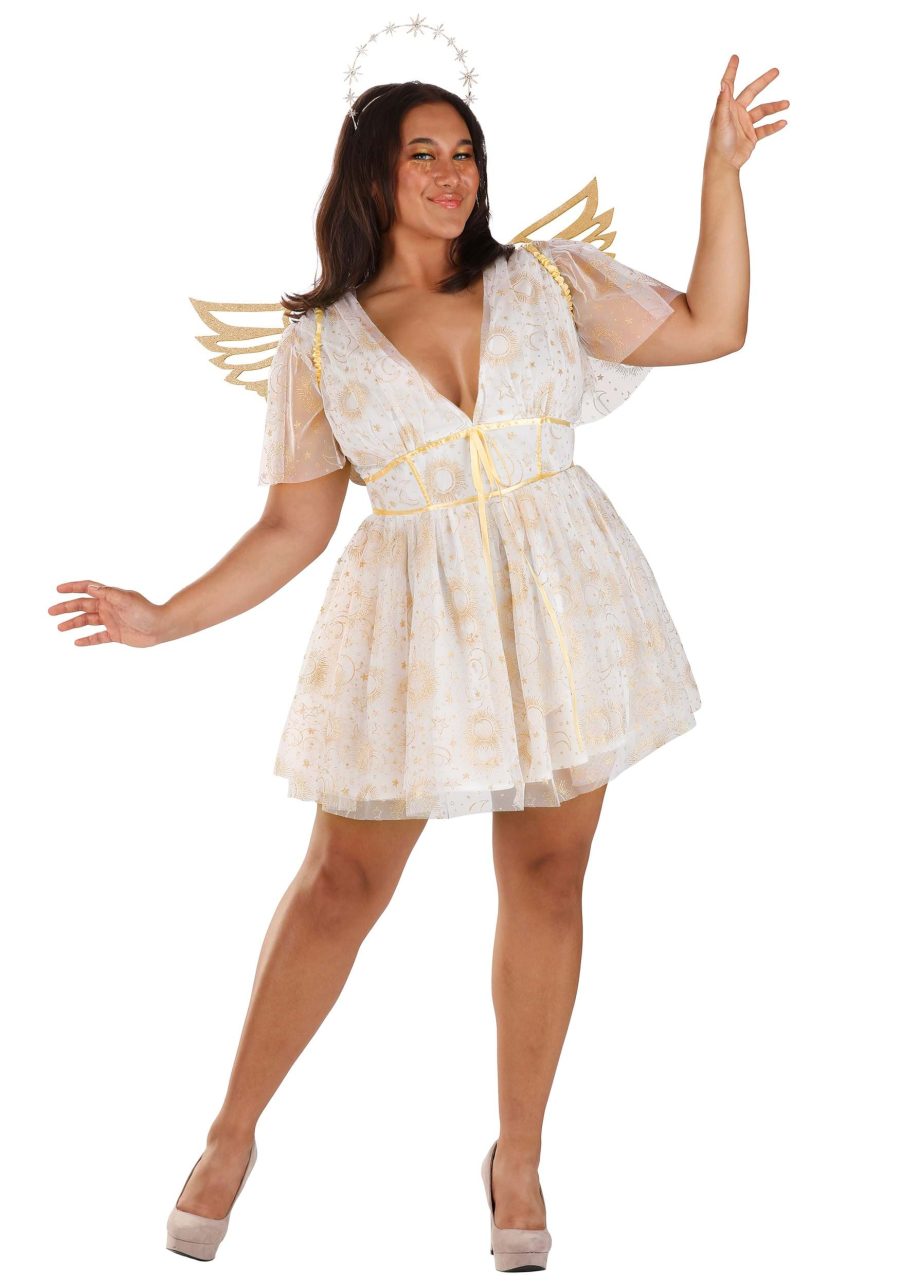 Plus Size Gold Starburst Angel Costume for Women