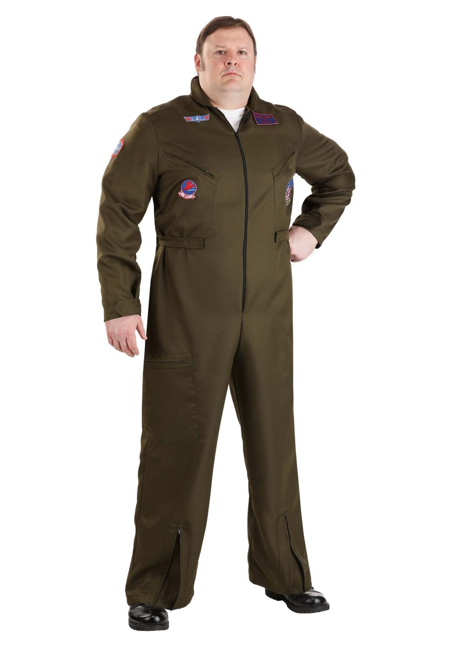 Plus Size Top Gun Deluxe Flight Suit Costume for Men