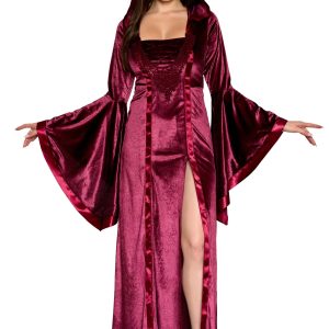 Plus Size Velvet Hooded Renaissance Maiden Costume for Women