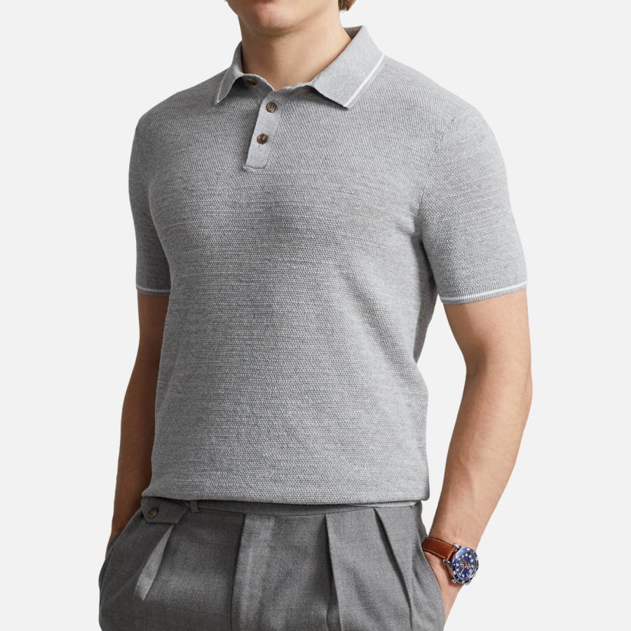 Polo Ralph Lauren Cotton Linen Polo Collar Top - S