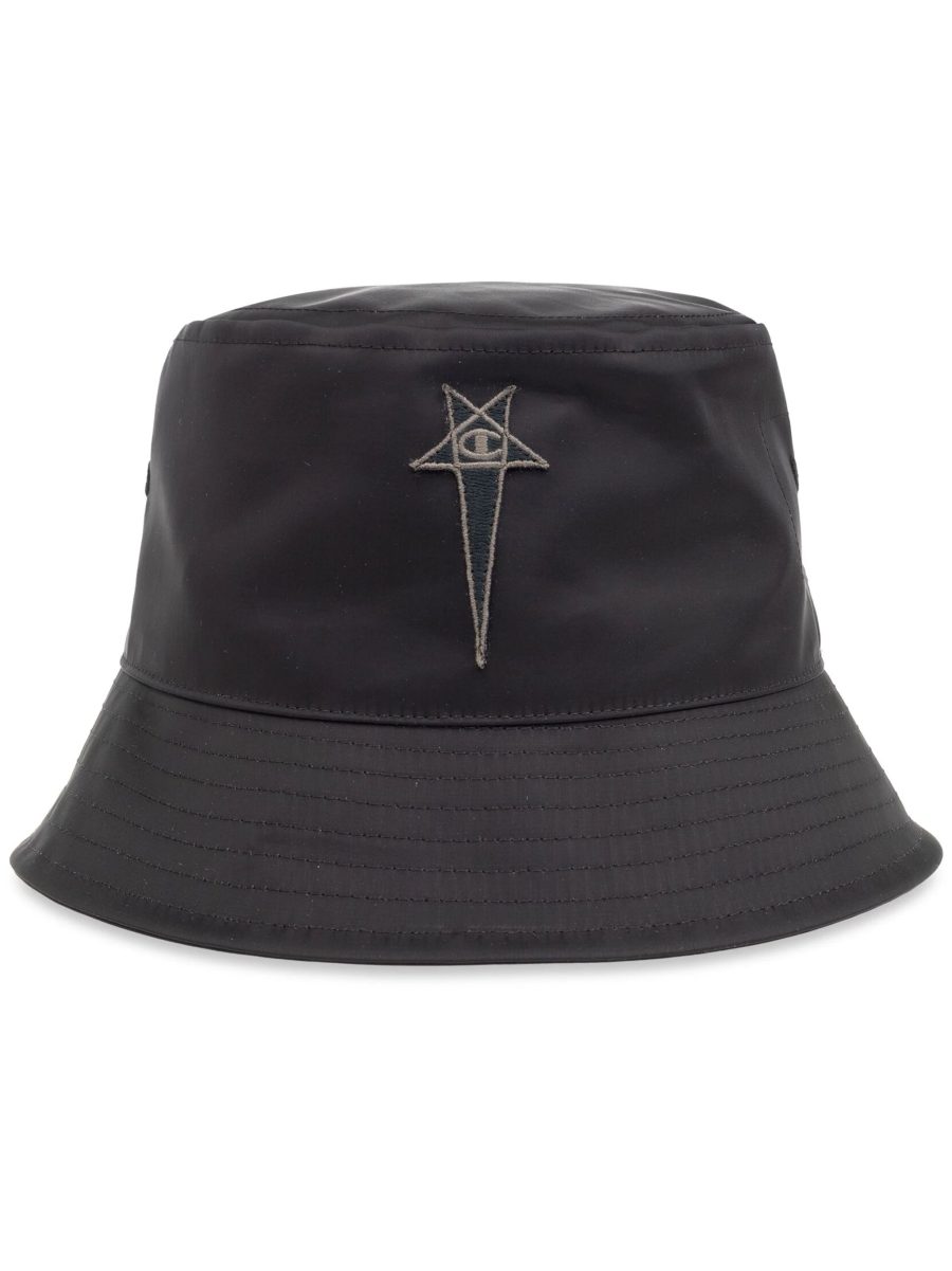 RICK OWENS X CHAMPION Logo-Appliqué Bucket Hat Black