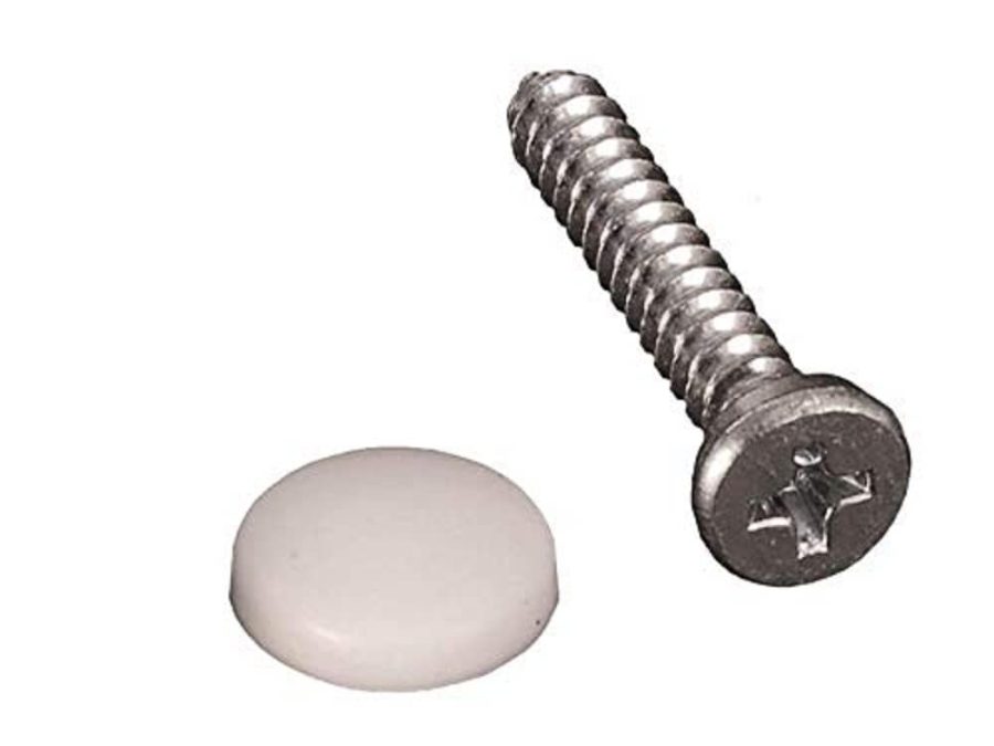 RV DESIGNER H618 Dashboard Screws with Caps, White, 14 Per Pack, Interior Hardware