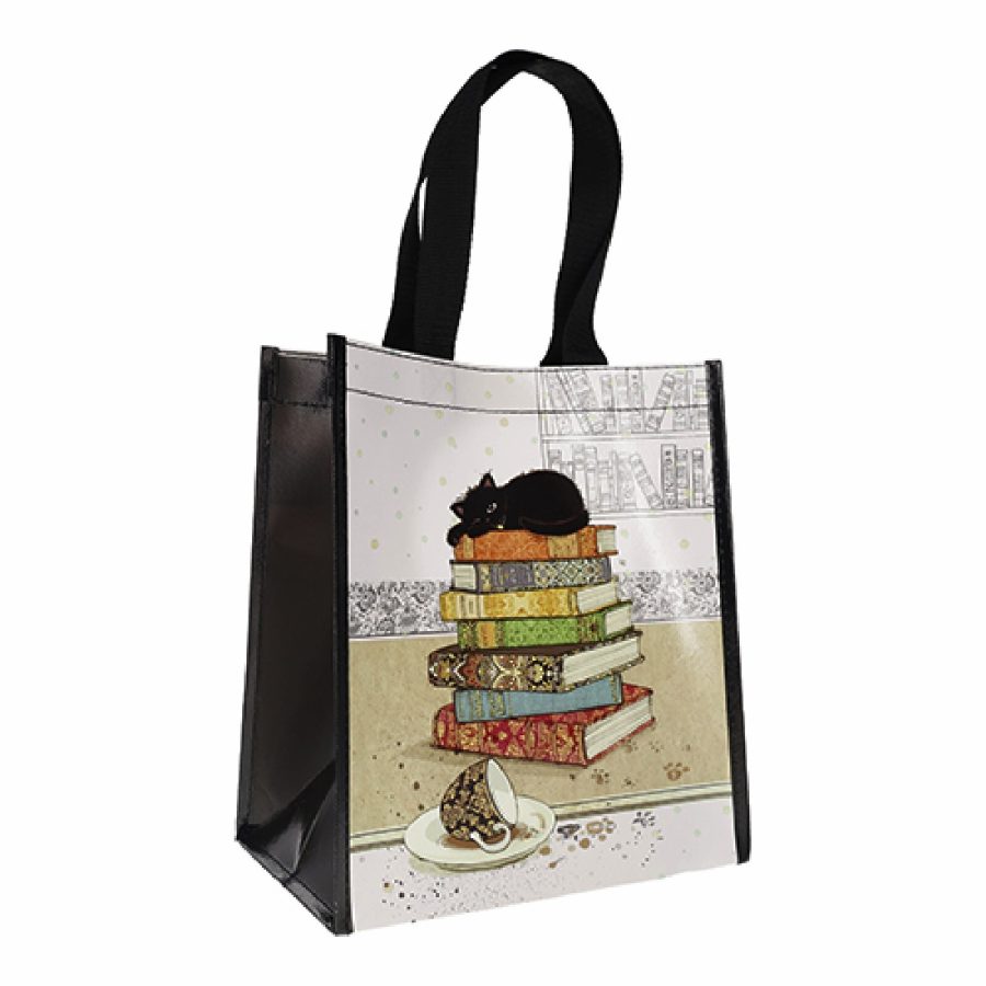 Recycled plastic tote bag kitten books Kiub Bug Art