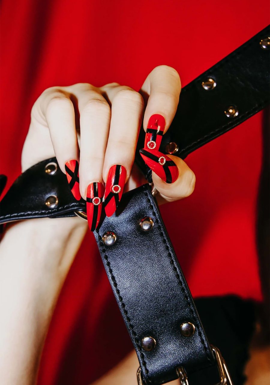 Red Bondage Press-On Nails