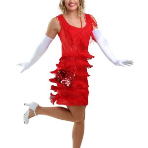 Red Flapper Fringed Dress Costume