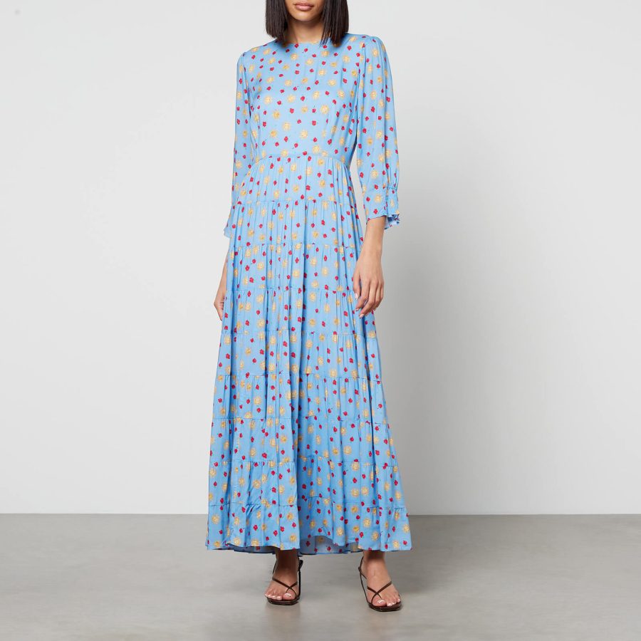 Rixo Kristen Printed Crepe Midi Dress - UK 14