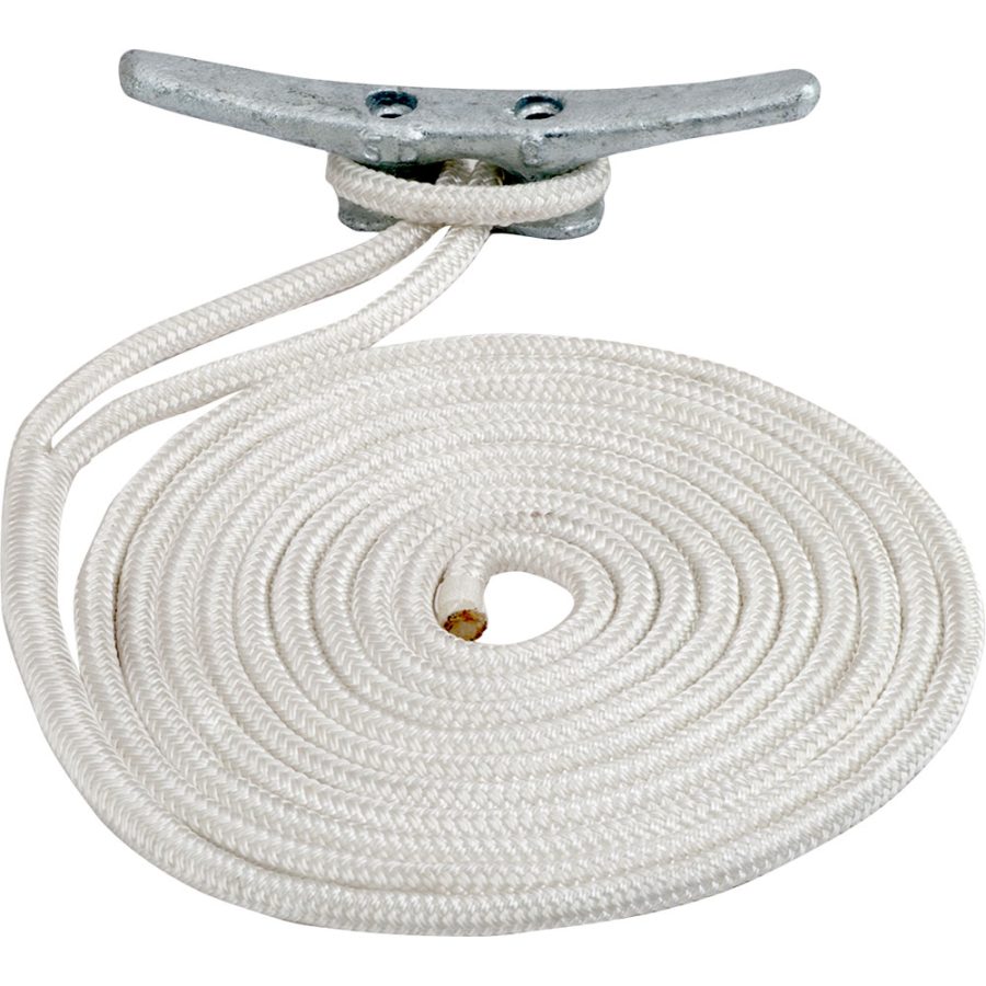 SEA-DOG 302112015WH-1 DOUBLE BRAIDED NYLON DOCK LINE - 1/2 INCH X 15FT - WHITE