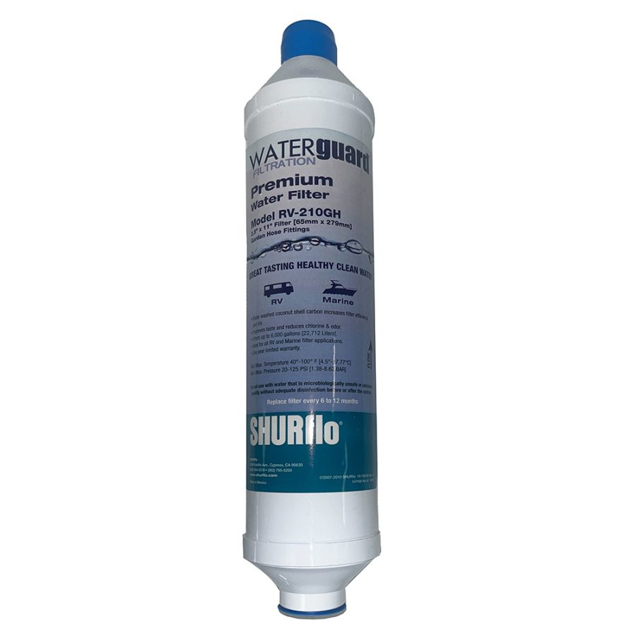 SHURFLO RV-210GH-A City Water Entry In-Line Filter w/Garden Hose Ends